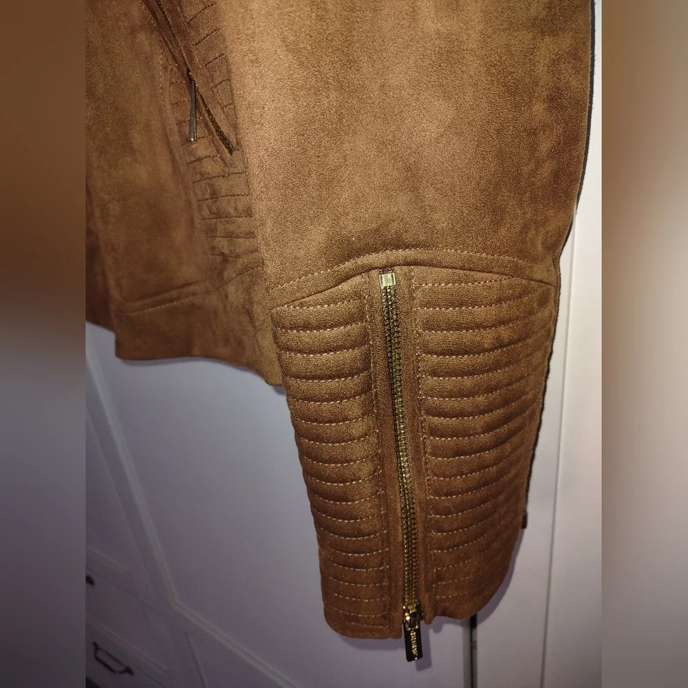 Women's faux suede Calvin Klein moto jacket extra large size 14 to 16 - Picture 4 of 10